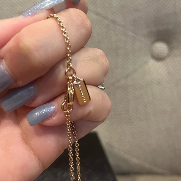 COACH Rose Gold Circle Rhinestone Necklace - Picture 4 of 13